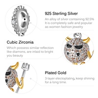 Pendentif vintage en argent Sterling 925 pour femme, petit bijou, breloque du diable, plaque en or, avec CZ transparent, Bracelet breloque adapté, pour cadeau d'halloween