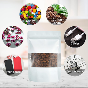 Sachet d'emballage alimentaire en aluminium avec fermeture éclair, argenté, 250 ml, pour bonbons, refermable, compostable, 200 g, en papier kraft, semi-transparent, à fond plat - Product Image 6