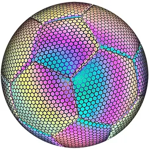 Logo personnalisé ballon de football holographique réfléchissant rougeoyant allumer des ballons de football ballon de football lumineux sortie d'usine OEM fabriqué en Chine