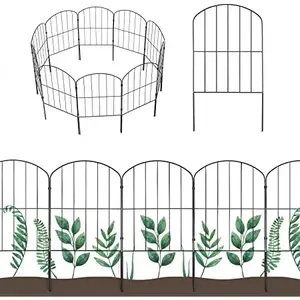 Arche pagar taman dekoratif Panel dapat disesuaikan pembatas hewan pembatas bunga tepi logam karton tanpa Dig pagar hitam 10 pak