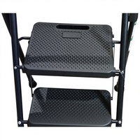 Marchepied pliant large antidérapant renforcé avec main courante noire en acier et pieds en fer à cheval, certifié CE, pour garage, supermarché, salle de sport, escalier extérieur