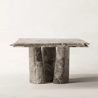 Table à manger en marbre Dream Home, plateau multicouche, pieds cylindriques effilés, mobilier de salle à manger moderne et luxueux