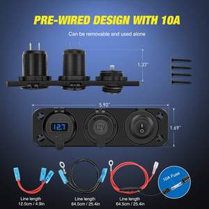 Panel de enchufe de <span class=keywords><strong>cargador</strong></span> <span class=keywords><strong>4</strong></span> en 1, Panel de <span class=keywords><strong>cargador</strong></span> USB Dual QC3.0, interruptor de corte de energía para coche, Panel de interruptor de barco ABS para UTV ATV - Product Image 5