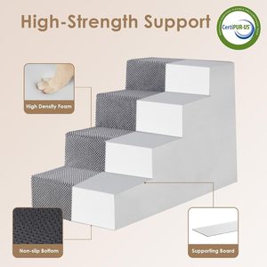 Escaleras para Perros Pequeños, Personalizadas, de 3, 4 y 5 Peldaños, con Cubierta Lavable Impermeable, Espuma 30D, para Sofá - Product Image 3