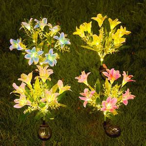 Lumières solaires de jardin <span class=keywords><strong>en</strong></span> forme de fleurs de lys, de roses et de tournesols pour la décoration extérieure du jardin, de la cour, du patio, de la pelouse, du chemin et de la passerelle - Product Image 4