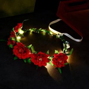 Coronas de Flores Luminosas con Luces LED, Guirnaldas de Peonías para Bodas, Cumpleaños, Mardi Gras, Fiestas - Product Image 3