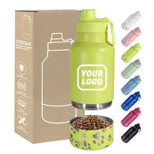 Dispensador de botella de agua portátil para perros de 35oz, 2 en 1, senderismo, Camping, exterior, aislado, botella de agua de viaje para perros con cuencos desmontables - Product Image 1