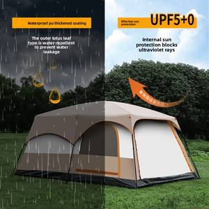 Tente de camping familiale portable Oxford à double couche imperméable pour l'été, 2 chambres, 1 salon, protection 3000 mm, utilisation en extérieur - Product Image 5