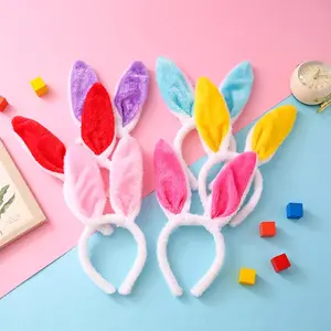 Accessoires de costume de lapin de Pâques allumez les oreilles de lapin bandeau pliable en peluche de Pâques doux LED oreilles de lapin