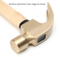 Martillos de Garra de Aluminio y Bronce con Mango de Madera, Herramientas de Seguridad Antichispas
