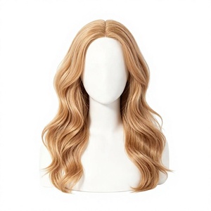 Peluca sintética rubia larga con ondas suaves, resistente al calor, con parte natural de encaje para mujer - Product Image 1