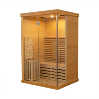 Sauna de Vapor Seco Interior para 2-3 Personas, Diseño Moderno, Calefacción Eléctrica, Panel de Control por Computadora, Infrarrojo Lejano, Madera de Hemlock