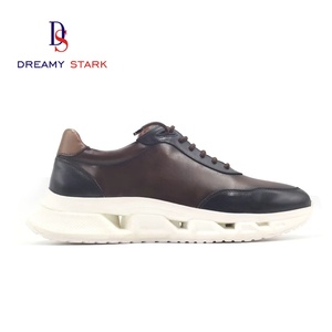 Fashion High-quality Cow Genuine <b>Leather</b> Two Tone Color Custom Logo Handmade Comfort Men's <b>Sneakers</b> Breathable Autumn Luxury - Product Image 3