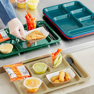 Plateaux multi-compartiments en mélamine pour restaurants et restauration rapide, idéaux pour l'agencement des portions alimentaires (version droitier) - Product Image 1