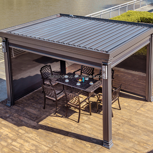 Pérgola Moderna de Aluminio con Apertura Eléctrica para Terraza o Jardín, Techo de Patio Motorizado con Rejillas, Gazebo - Product Image 3