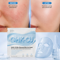 Masque en feuille pour le visage à l'acide hyaluronique, hydratant en profondeur, au céramide, au peptide de cuivre bleu GHK-CU, PDRN, hydrogel, bio-rénovateur de barrière