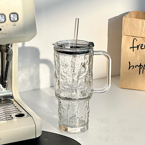 Bicchiere di vetro di grande capacità con manico e paglia portatile tazza di <span class=keywords><strong>caffè</strong></span> ghiacciato con coperchio per il succo di latte tè e bevande fredde - Product Image 4