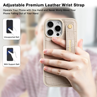 Étui de téléphone en cuir personnalisé pour 15 PRO MAX, cuir microfibre de haute qualité avec sangle de support réglable, antichoc, étanche
