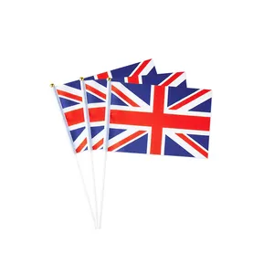 双面国家联盟杰克英国手持国旗英国米色手旗14 * 21厘米
