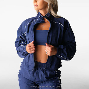 Giacca <span class=keywords><strong>a</strong></span> Vento Sportiva OEM Personalizzata Leggera con Striscia Laterale e Colletto Alto per Corsa, Fitness e Yoga all'Aperto per Donne - Product Image 3