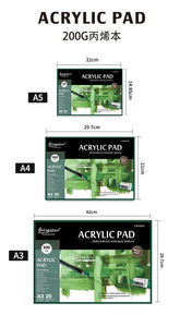 Giorgione G-AC20-A3 200GSM papier <span class=keywords><strong>de</strong></span> peinture acrylique pressé à froid sans acide 20 feuilles taille A3 - Product Image 2