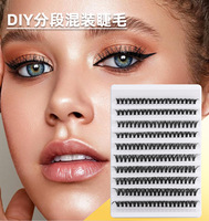 Extensions de cils DIY style européen, faux cils en grappe, naturels, effilés, volume intense, cils inférieurs segmentés, bande de maquillage 40P