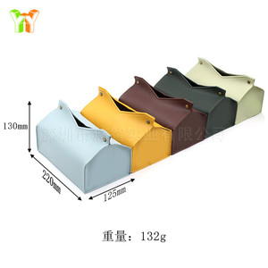 Car tissue box, Nordic leather tissue bag, V-buckle easy-<b>pull</b> desktop tissue box, customizable logo. - Product Image 5