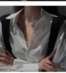 Collar Gargantilla de Cadena de Serpiente Chapado en Rodio para Mujer, Estilo Clásico en Capas, Joyería de Moda - Product Image 1