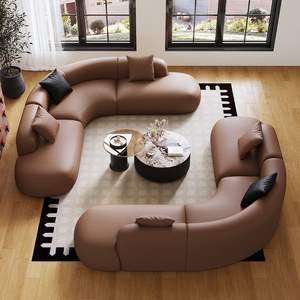 Sofá Seccional en Forma de L de Cuero Genuino Negro para Área de Recepción de Hotel, Muebles Duraderos para Área de Descanso - Product Image 4