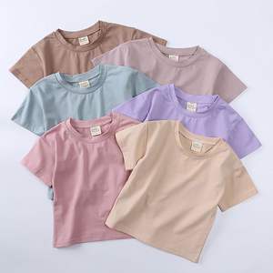 Verano niños color sólido pulóver manga corta niños camiseta algodón ropa de bebé - Product Image 1