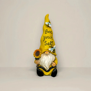 Artesanía de resina ecológica para exteriores, adorno de jardín de <span class=keywords><strong>girasol</strong></span> barbudo blanco de <span class=keywords><strong>enano</strong></span> para decoraciones navideñas de patio - Product Image 2