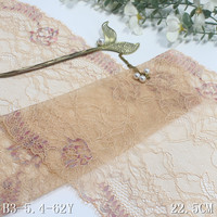 23cm doux vert nude rose Chantilly dentelle garniture luxe multicolore fleur avec fil métallique irisé français cils dentelle tissu