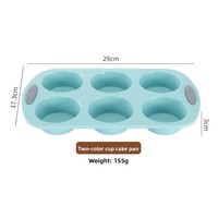 Moule à cupcakes et à glaces bicolore grand format, 6 cavités, en silicone, résistant au four, ustensile de cuisson de forme circulaire, en provenance de Chine, en stock
