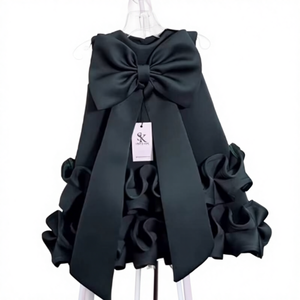 Elegante Abito da Cerimonia per Bambine con Fiocco, per Feste, Compleanni, Spettacoli, Motivo Floreale, Decorazione per Bambini - Product Image 5