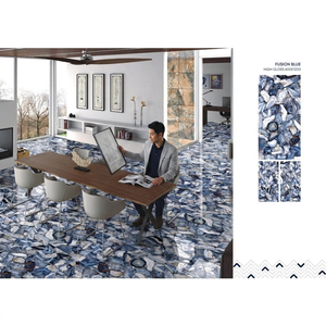 Azulejos de Porcelana con Aspecto de Mármol Azul Lapislázuli, 600x1200mm, Acabado Pulido de Alto Brillo, Colección para Interiores - Product Image 6