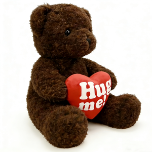Oso de peluche marrón personalizado, oso de peluche con forma de corazón, oso de peluche con pelo rizado. - Product Image 2