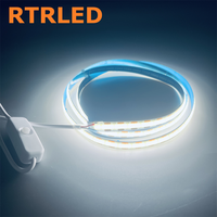 Kit Lampu Strip LED COB USB 5V 8mm Putih Hangat dengan Kontrol Sentuh untuk Pencahayaan Model DIY