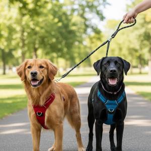 Guinzaglio per Cani Yommy a Doppia Treccia, Resistente e Confortevole, Anti-Groviglio con Ganci Metallici Sicuri per Passeggiate - Product Image 1