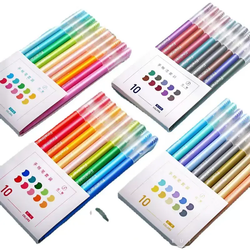 Fineliners penne a punta Fine Set di 10 pennarelli a punta fine brillanti colori assortiti fornitori di arti per colorare i dettagli del disegno