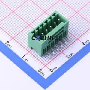 DB2ERC-2.54-6P-GN Plug-in Terminal Block Bent Lead Through Hole,P=2.54mm Board-to-Board / Socket - Closed 1x6P 2.54mm Green - Product Image 1