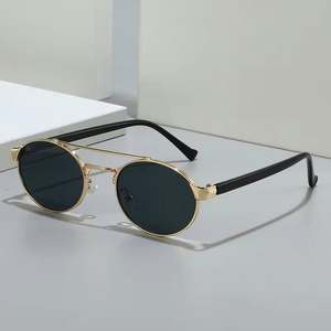 Lunettes de soleil rondes rétro punk personnalisées avec logo, UV400, double pont, ovales, pour hommes et femmes - Product Image 2