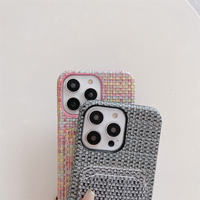 Coque de téléphone à texture tissée avec emplacement pour une seule carte pour iPhone 18 Pro Max 17 16 15 14 13, fine, antichoc, protection arrière