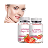Gummies au collagène et glutathion saveur fraise, 60 unités, pour l'éclat de la peau et le soutien beauté des femmes, vente en gros