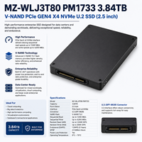 PM1733 MZ-WLJ3T80 3.84TB Enterprise NVMe SSD PCIe Gen4 X4 AS 2 SFF-8639 2.5 inci V-NAND Server pusat Data Solid State Drive
