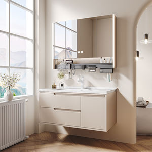 <span class=keywords><strong>Lavabo</strong></span> et meuble de salle de bain mural en bois massif multi-niveaux, moderne et minimaliste, avec <span class=keywords><strong>lavabo</strong></span> intégré en céramique - Product Image 1