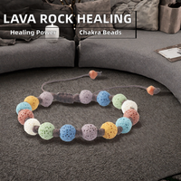 Nuorui Vente en gros Nouveaux bijoux tendance Bracelet unisexe en pierre de lave multicolore Perles Chakra Guérison Énergétique Cadeau 19cm