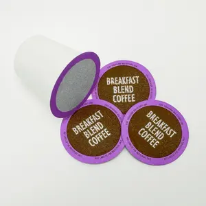 China Manufacturer 51mm K Cup 2.0 1.0 Aluminum Foil Lids With Film Coated For Coffee Capsule