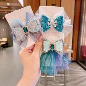Accessori per capelli per bambini fantasia ghiaccio e neve all'ingrosso principessa Aisha Bowknot strass tornante - Product Image 1