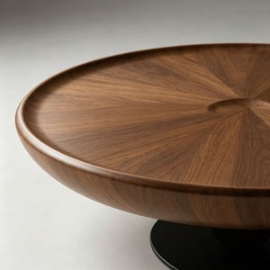 Luxury Modern Round Coffee <b>Table</b> with Black <b>Glass</b> <b>Side</b> Sunburst Walnut Color Top Living Room Nesting Set Wholesale - Product Image 5