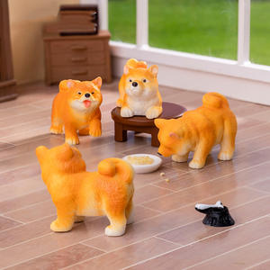 Realistis Shiba Lnu Resin boneka anak anjing miniatur emulasional anjing kecil hewan kerajinan untuk kue Topper telur Paskah hadiah ulang tahun - Product Image 3